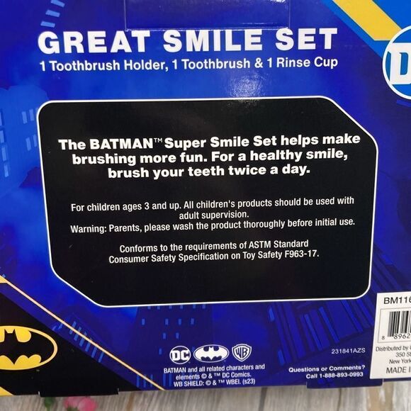 Kids Batman Great Smiles Toothbrush, Holder & Cup 3-Piece Set - Picture 3 of 3